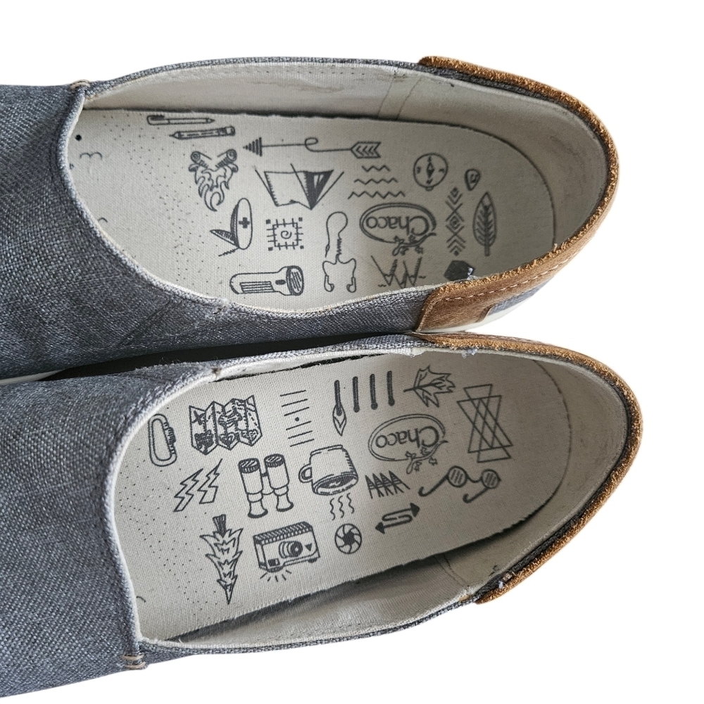 Chaco Gray Canvas Slip-On Flats with Tan Heel Accent - Picture 3 of 8